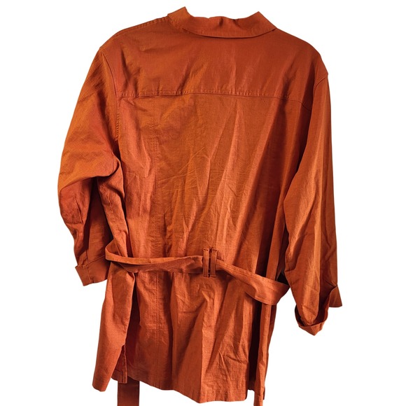 bechamel Women's Orange Linen Blend Belted Shirt Dress Tunic XL - Picture 5 of 6